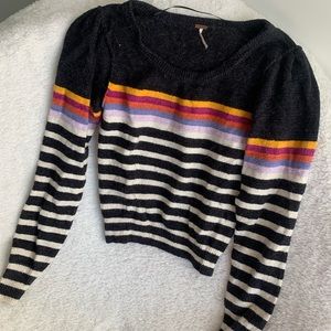Free People size small alpaca sweater in rainbow stripe